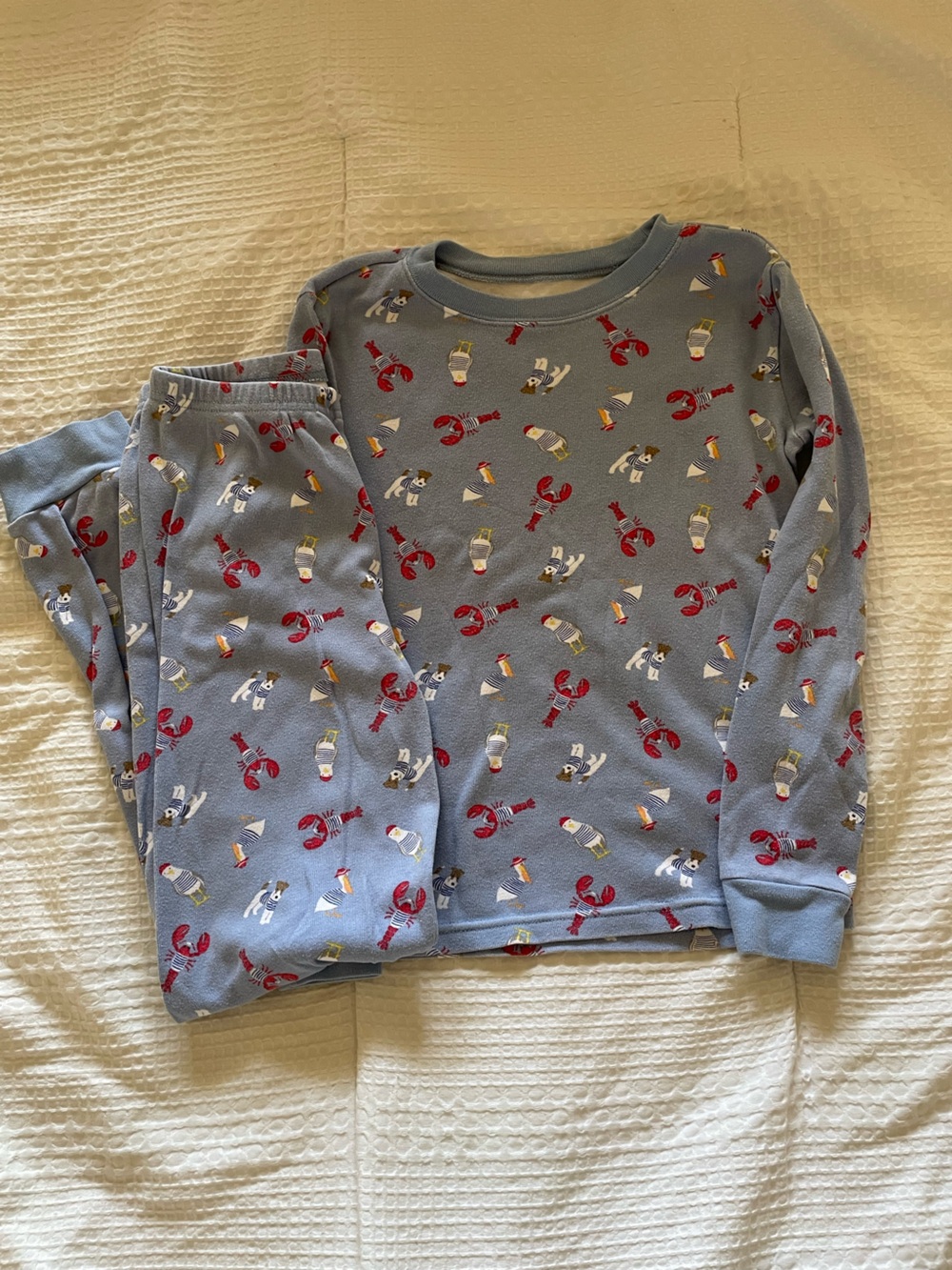 Janie and Jack Blue Nautical Lobster Long-Sleeve Pajama Set